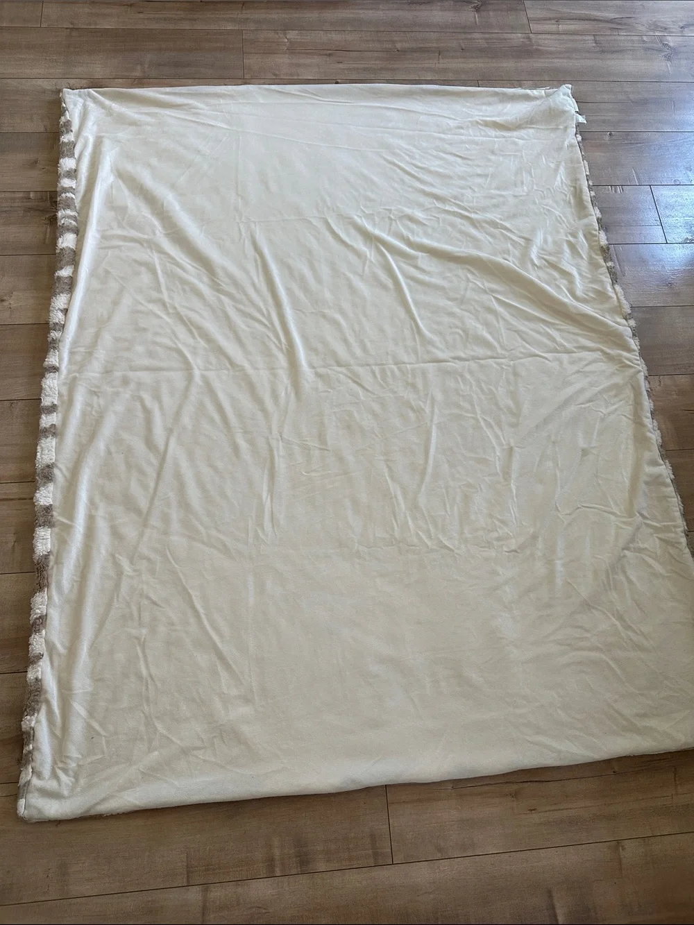 Pier 1 Imports Faux Fur Zebra Striped Taupe Cream Throw Blanket Vintage